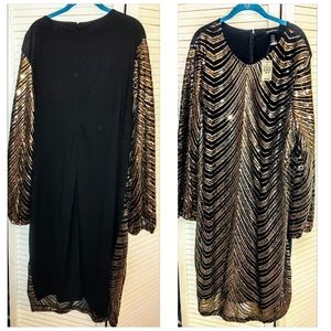 Ashley Stewart Black and Gold Sparkle Dress